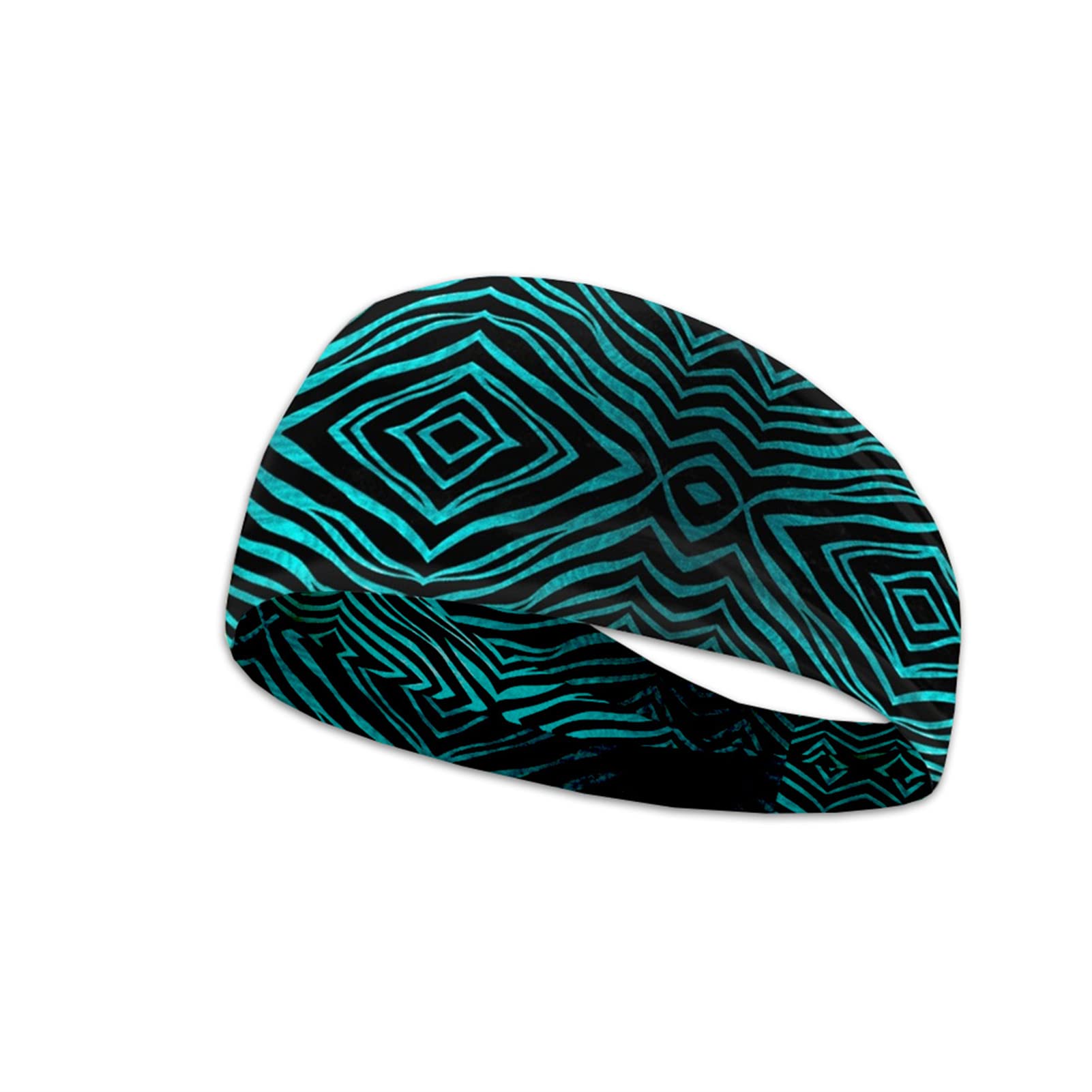 Kuiaobaty Zebra Print Headband for Women Fabric Hairbands, Ethnic Turquoise Stripes Headdress Head Wrap Unisex Hair Hoops Hair Accessories-image-4