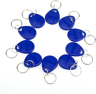 HFeng (confezione da 100) RFID 125KHz Controllo accessi Portachiavi Prossimità EM4100 Portachiavi TK4100 Smart ID Keycard per porta Sistema di blocco elettrico tag token nfc Blu