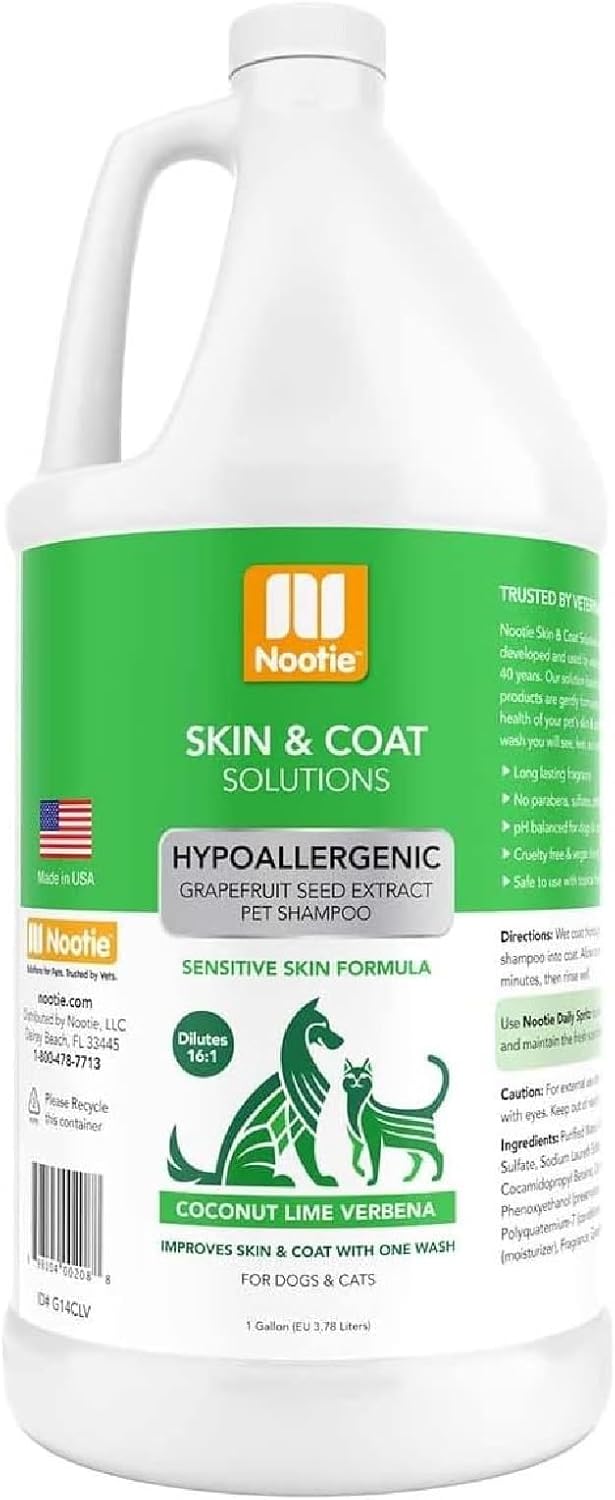 Dog Shampoo Sensitive Skin Gentle Coconut Lime Verbena Hypoallergenic Aromatic Grapefruit Seed Extract (1 Gallon)