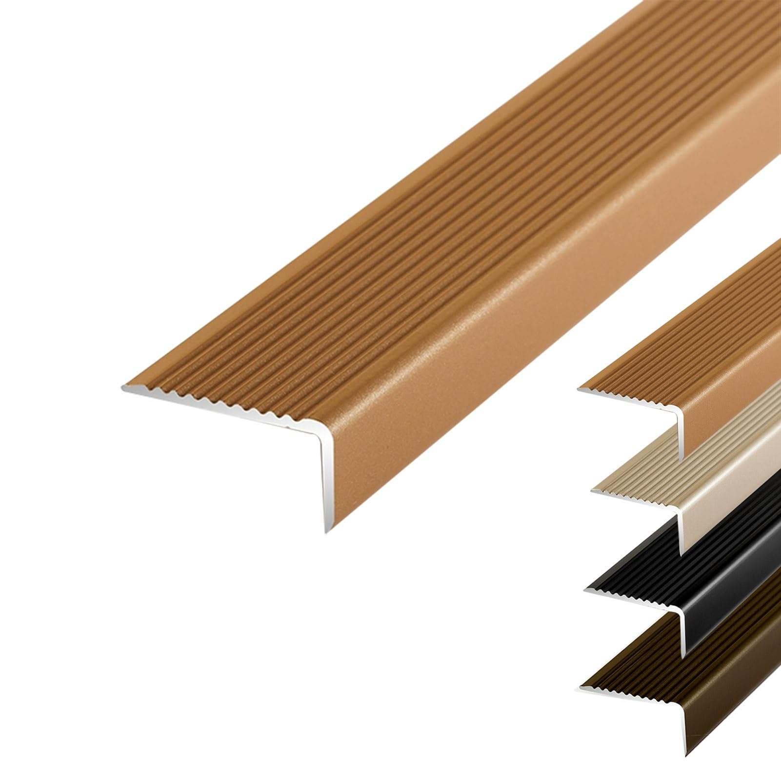 100/120cm Aluminum Stair Nosing Edge Trim, 4cm Non-Slip Metal Step Edge Protector, Wear-Resistant Waterproof Staircases Corner Trim(Gold,110cm/43in)