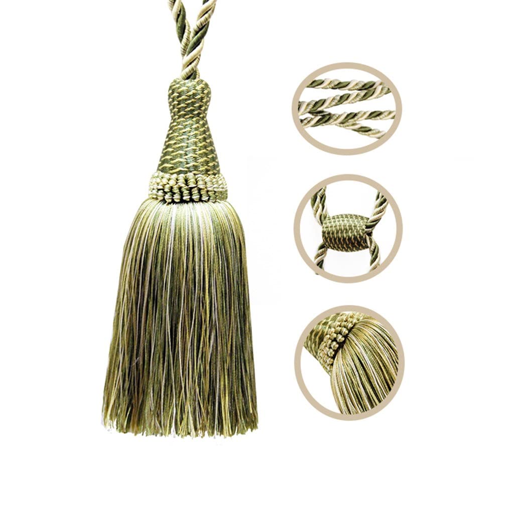Générique 2 Pcs Glands Rideau Embrasse Or Boule Suspendue Tresse Corde Fenêtre Drapé Chambre Accessoires Rideaux Titulaire Boucle Sangle (Couleur : A, Taille (A comme Le Montre l'image)