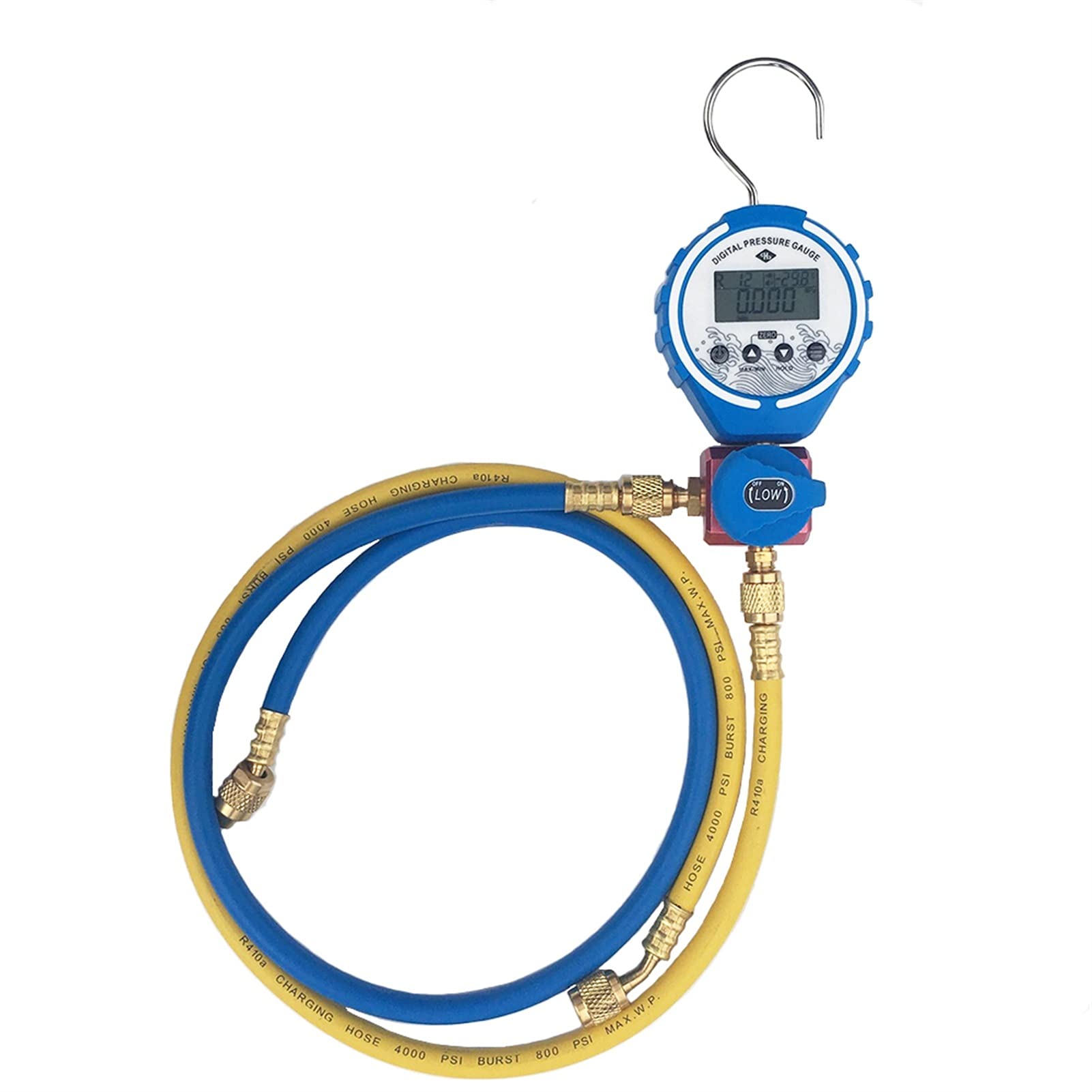 cjcaijun Freon Leak Detector Digital Pressure Gauge Manifold Refrigeration Tester Vacuum Meter HVAC Freon Filling Instrument ChargingHoses for 410a 134a Portable (Color : DBF-L-03L tube)