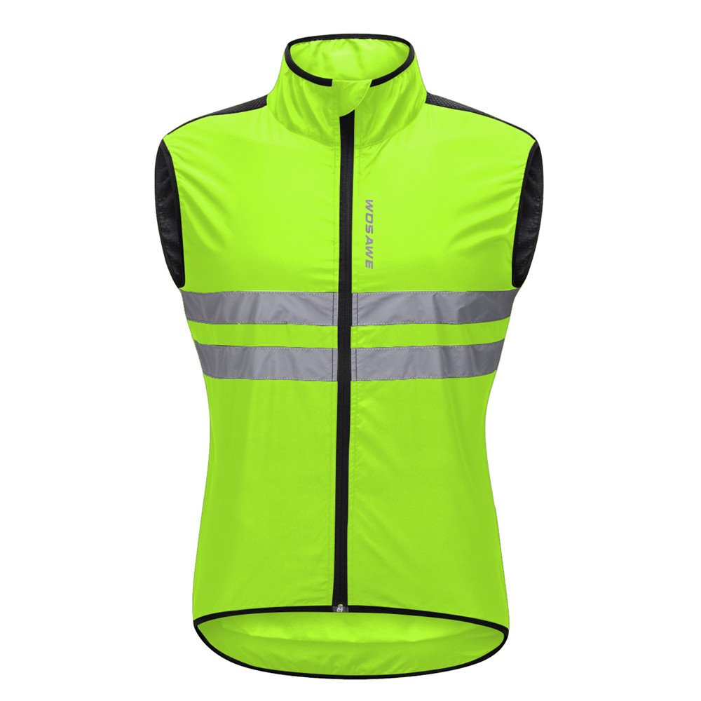 WOSAWE Homme Gilet de Cyclisme Ultraléger Respirant Veste sans Manches de Vélo Coupe-Vent avec Haute Visibilité