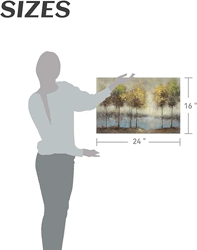 Miniatura 2 de Lienzo decorativo para pared de bosque para dormitorio, pintura abstracta de paisaje moderno, dorado, amarillo, árbol, bosque de otoño, impresiones