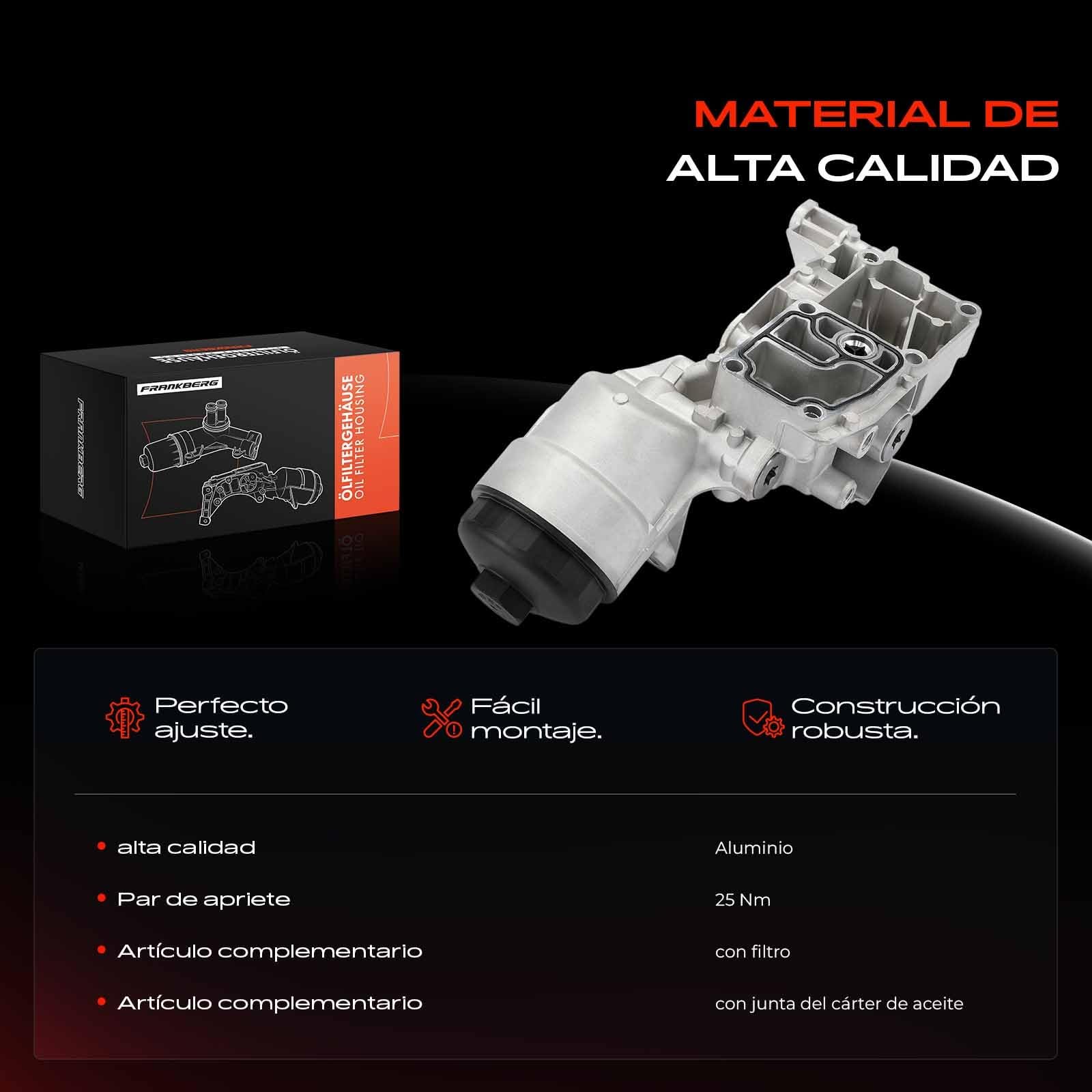 Frankberg Carcasa del filtro de aceite 11421713838 | Compatible con: Z3 E36, Serie 3 Convertible E46, Serie 3 Coupé E46, Serie 3 Touring E36, Serie 5 Touring E61