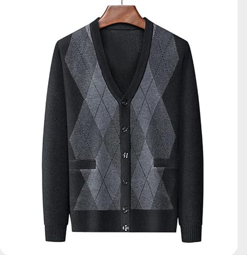 Cardigã Suéter Para Homens Jaqueta Xadrez Slim Fit Jumpers Camisola De Malha Casaco Negócios Casuais