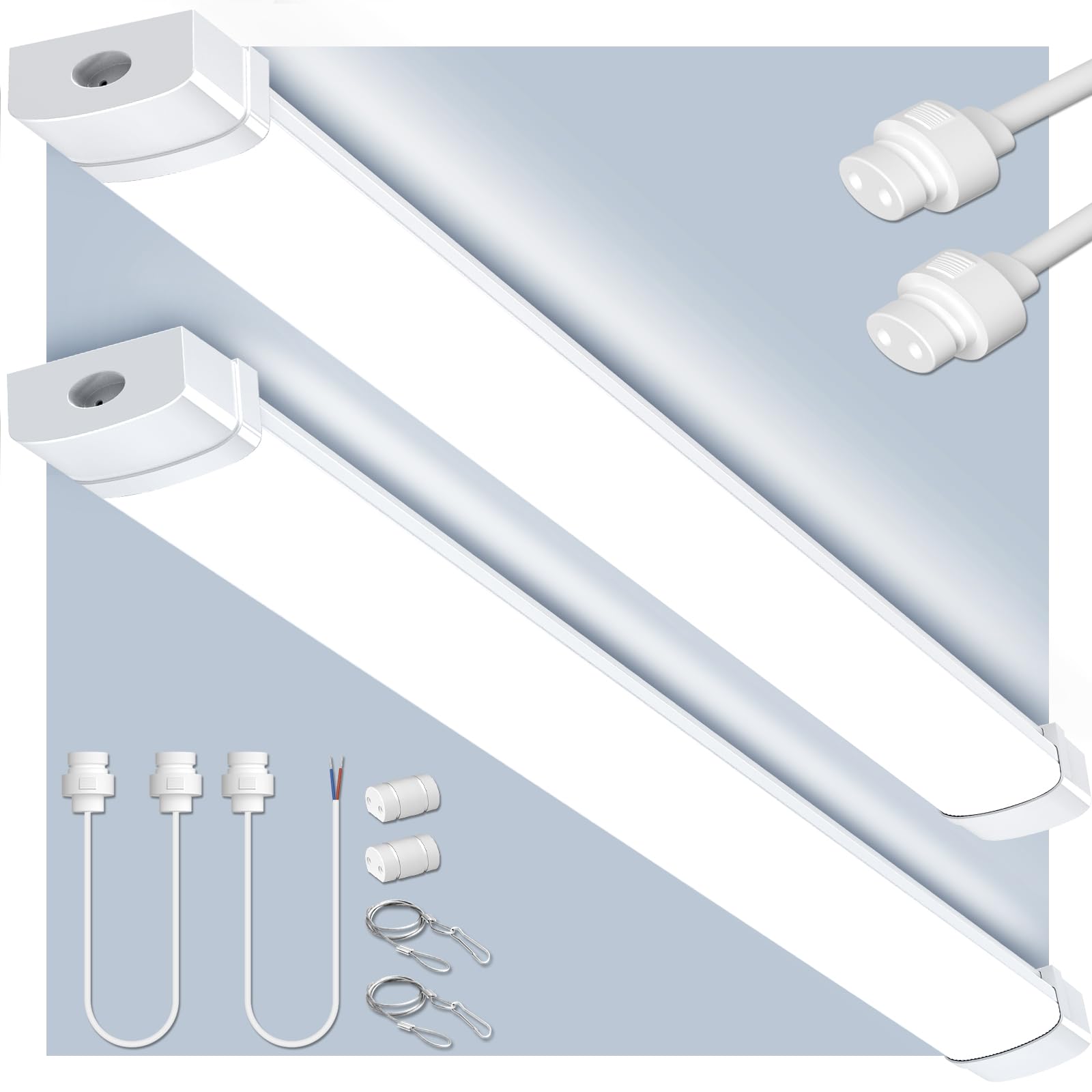 120CM Pantalla LED Lineal Tubos integrado 40W 4000LM Conectables Fluorescente Luminaria Led, 6500K Blanco Fría IP65 Lámparas Batten Light para Oficina Garaje Taller Sotano Baño Cocina,2Pcs