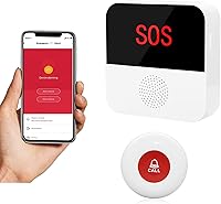 Vista 1 de Sistema de botón de llamada WiFi para cuidador, alerta de aplicación inteligente, botón de llamada de emergencia, alerta de ayuda personal en casa