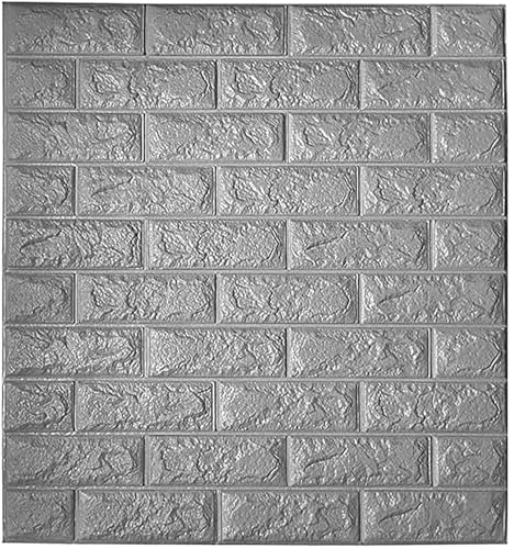 Image of 3D Brick Wallpaper for Wall | Self Adhesive PE Foam DIY Panel | Peel & Stick Decor for Home, Living, Bedroom & Office (70 x 77 cm, Appx 5.8 Sq Ft) (1, Grey)