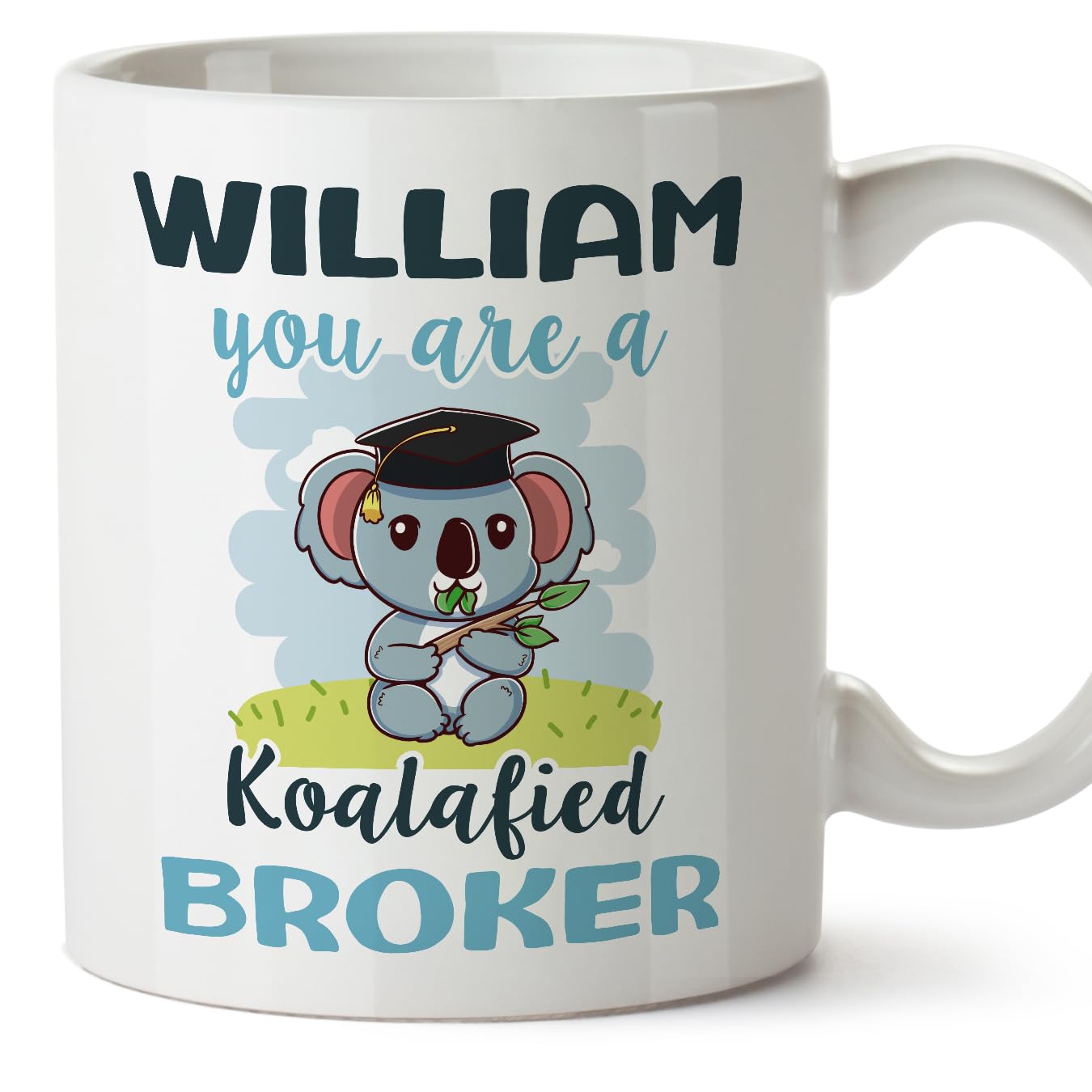 MUGFFINS Personalised Mug for Broker man - in English - Custom Koalafied - Funny Custom Gift for Colleagues - Ceramic 11oz Mug — image 1