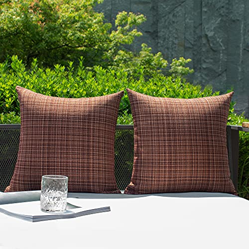 Kevin Textile Pack Of 2 Decorative Outdoor Solid Waterproof Throw Pillow Covers Linen Garden Farmhouse Cushion Cases For Patio Tent Balcony Couch Sofa 24X24 Inch Coffee #TOP4