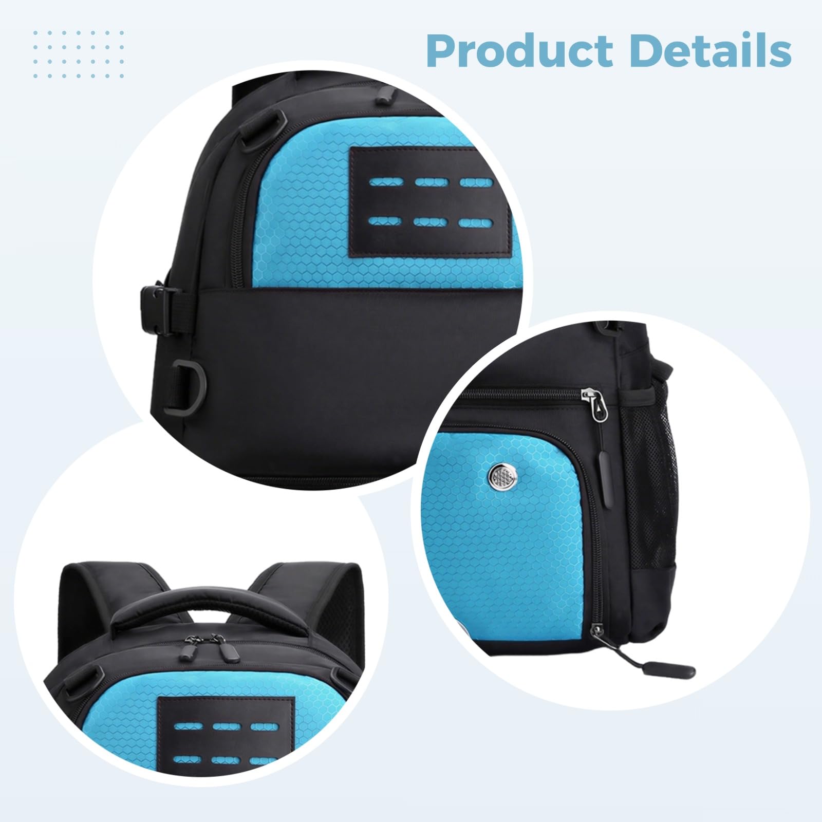 Zaino sportivo da basket, borsa per computer da scuola per uomo e donna, tessuto Oxford impermeabile, scomparto per scarpe indipendente, design innovativo a rete, 49 x 30 x 20 cm, blu