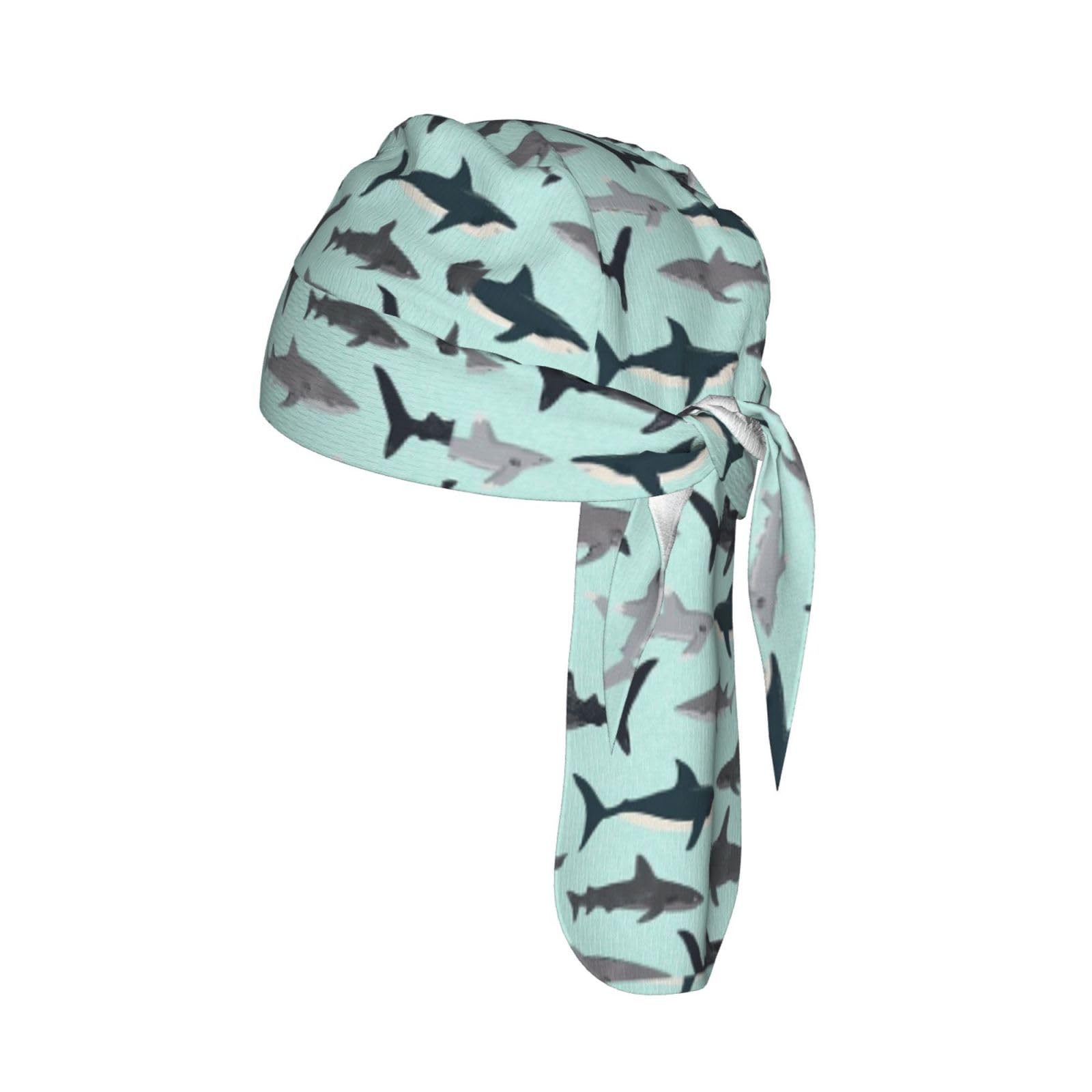 Tcoay Unisex As Picture Balaclavas Pieces Bandana Skull Cap Adjustable For Quick-Drying Sun Protection Sports,Shark