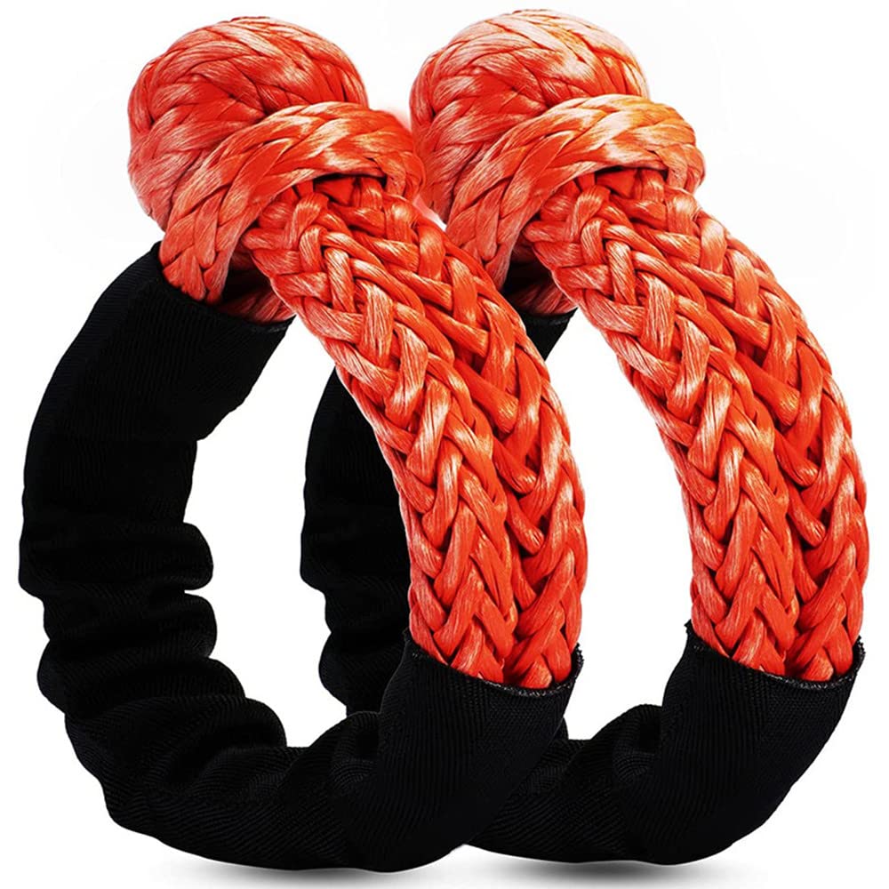 Beauenty 17 ton knot rope soft shackleSynthetic Soft Shackle Rope, 1/2"Ã— 22 in (38,000lbs Breaking Strength) for Boating SUV ATV Marine Truck Jeep Recovery Trailer(red2 Pcs)