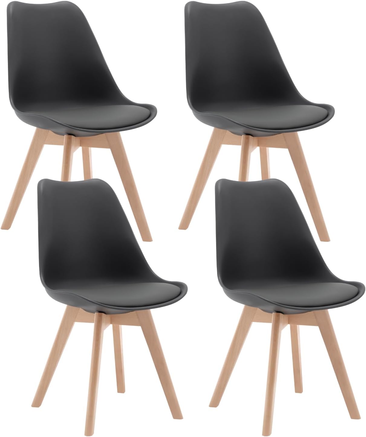 WOLTU 4 X Dining Chair Kitchen Chair Faux Leather and Solid Wood for Living Room/Home/Office, Lounge Chair Modern, Accent Chair with Backrest BH29gr-4