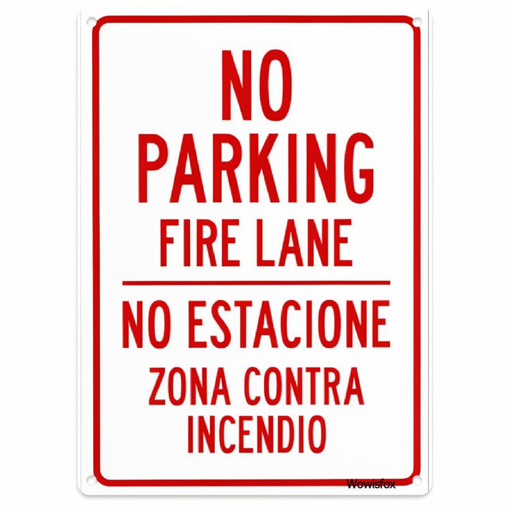 Spanish Bilingual No Parking Fire Lane Sign, 8 x 12 Inch Aluminum