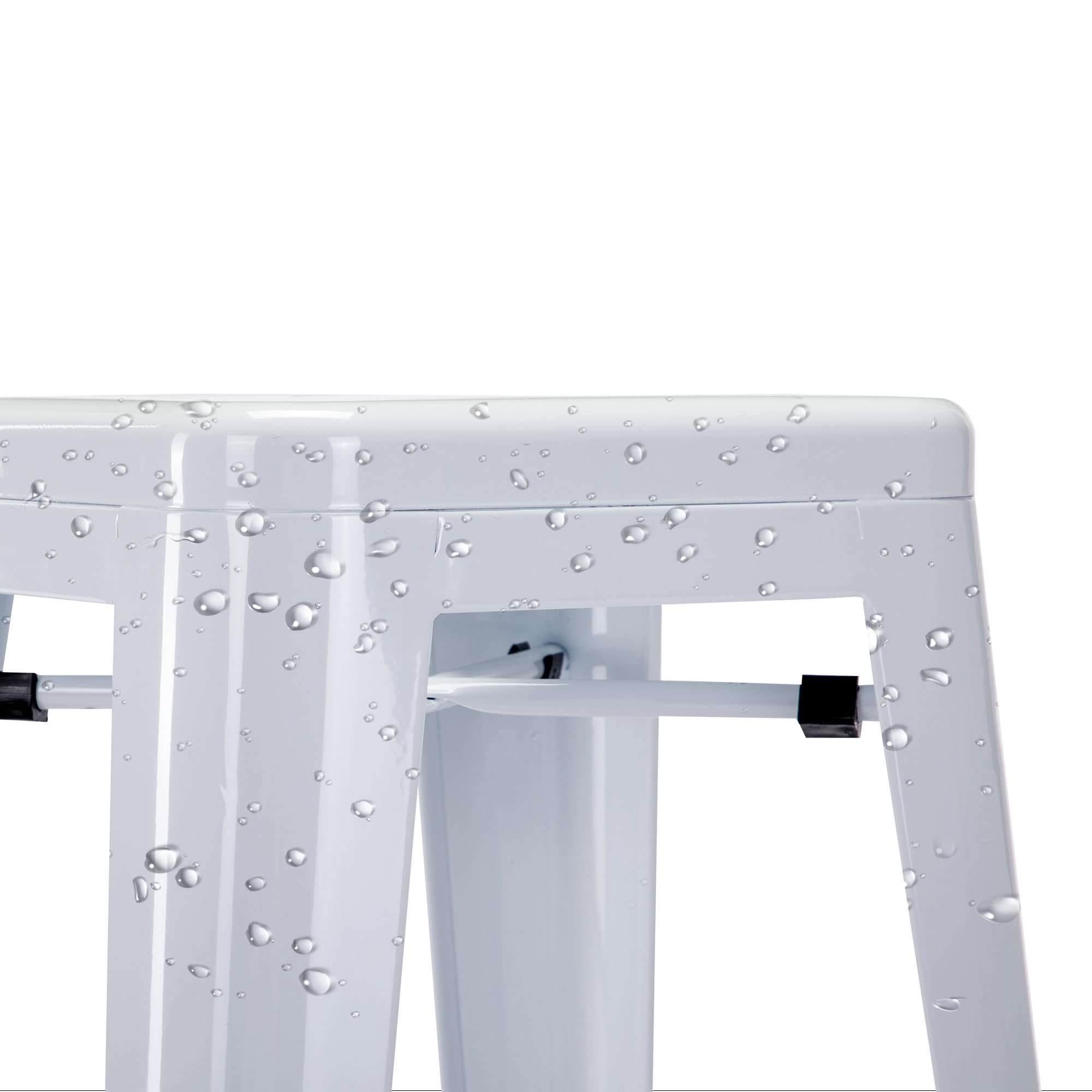 DUHOME Tabouret de Bar Industriel Chaise Salle à Manger Lot de 4 Tabouret Empilables Siège Bistrot Cadre en Métal pour Cuisine Restaurants (Blanc, 76cm)