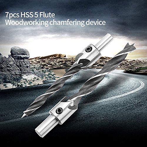 ANKROYU 7PCS Countersink Drill Bits, Carbon Steel Counter Sink Bit with Hex Key, Chamfer Drill Bit for Woodworking