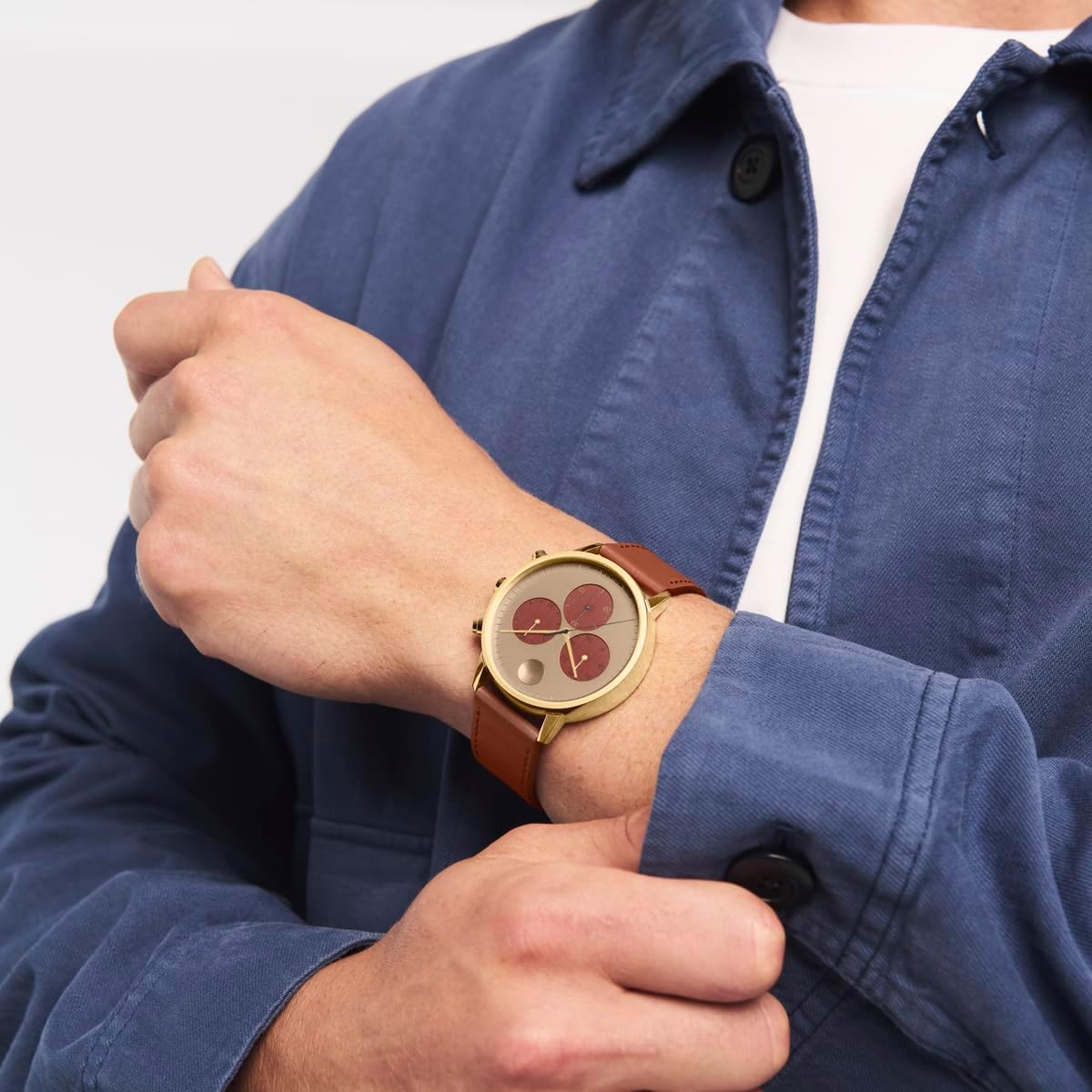 Movado Face Watch - Swiss Quartz Chronograph, Leather Strap - Classic, Timeless Luxury Fashion Timepiece for Him or Her - 43mm