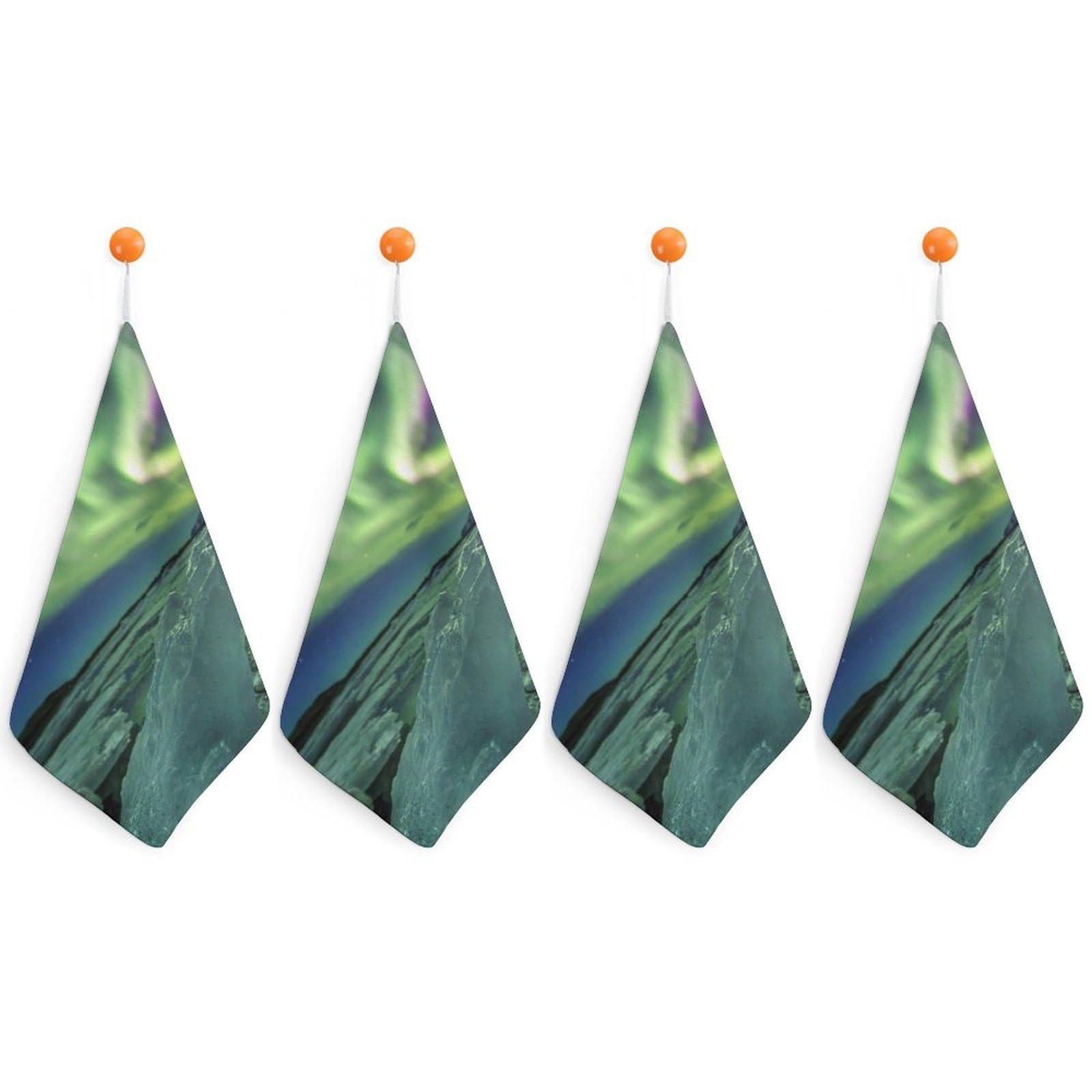 LWORZIIB 4 Piece Hanging Hand Towels, Beautiful Northern Lights Small Dry Hand Towel for Kitchen Bathroom