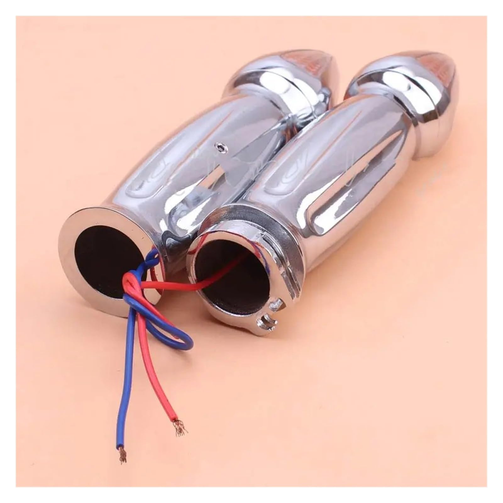 Moto In Alluminio Cromato 1 "Impugnatura Manubrio + Manopole Bar End Indicatore di direzione Luce Ambra per Har&ley Choppers Hond VTX 1300 Manopole manubrio