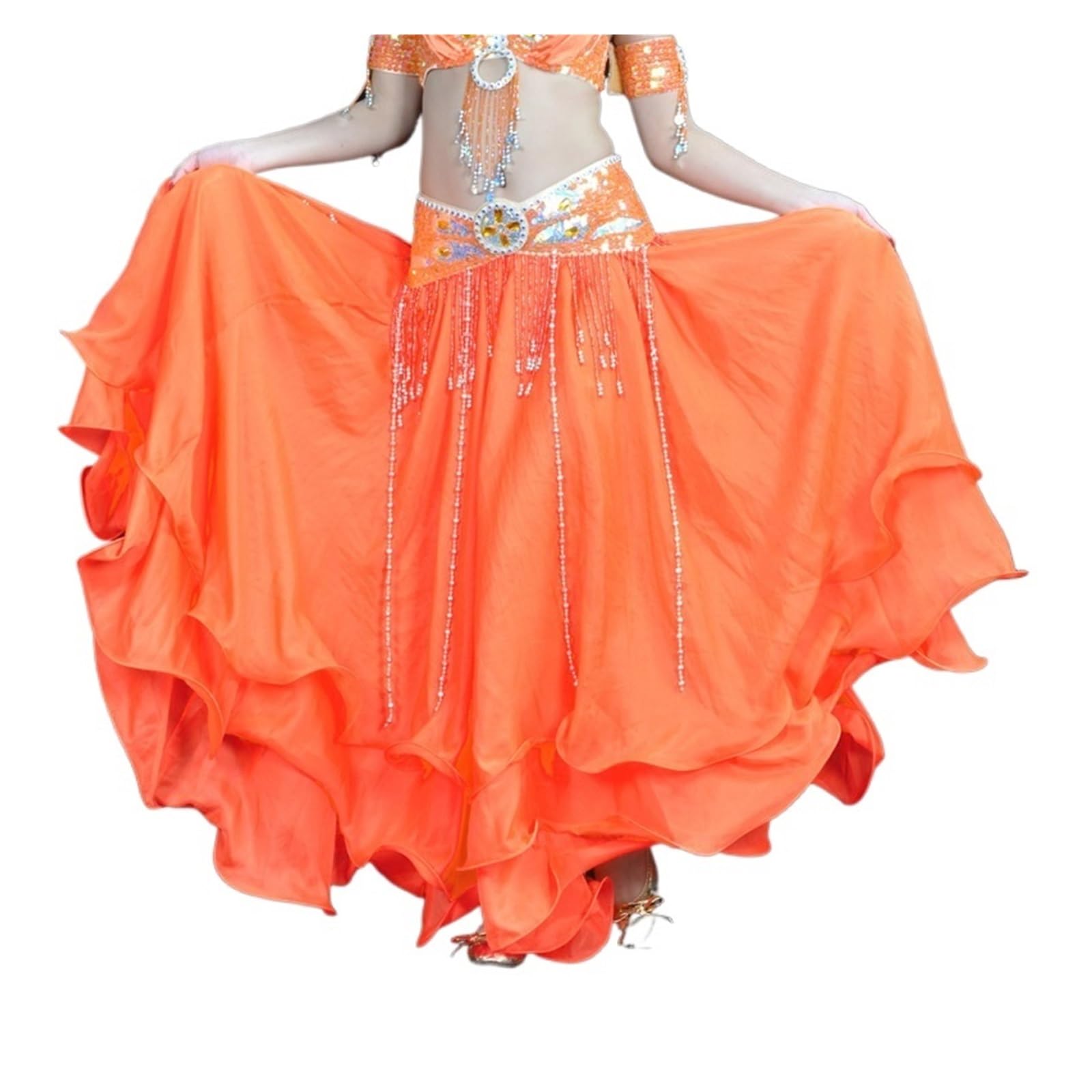 Bauchtanz Rock für Frauen Chiffon Rollrock Bauchtanz Dreifachrock Hoher Rock Swingrock