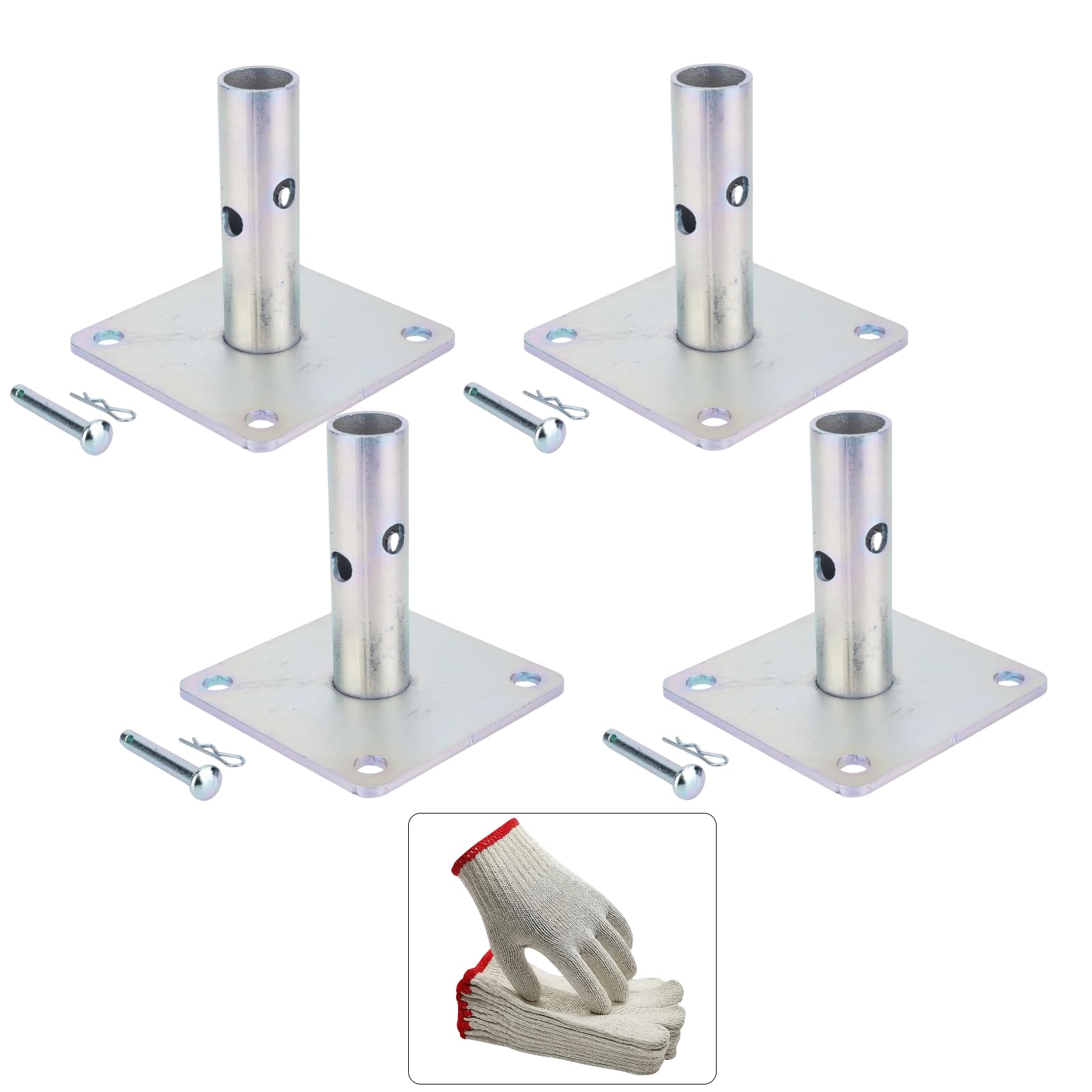 5 in x 5 in x 1-5/16 in OD Galvanized Scaffold Base Plates Silver (4 Pack)