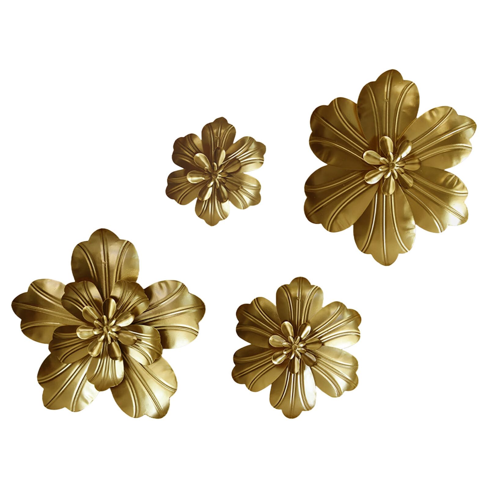SOIMISS Decoración de Pared Floral de Metal 4 Piezas, Escultura 3d Dorada
