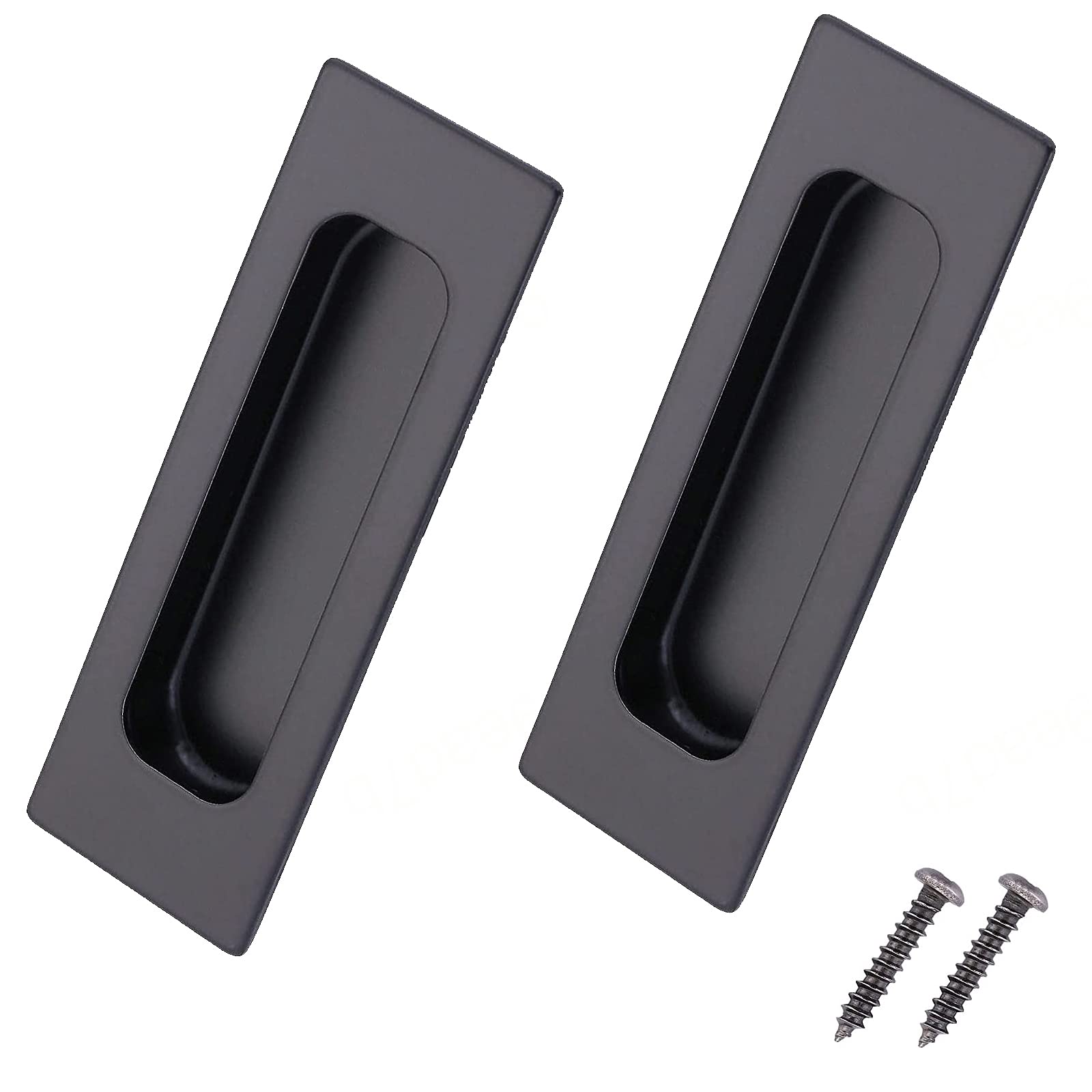 Vakorise Black Recessed Sliding Door Handles, Recessed Finger Pull Slotted Sliding Door Handle Aluminum 2 Pcs Multiple Sizes