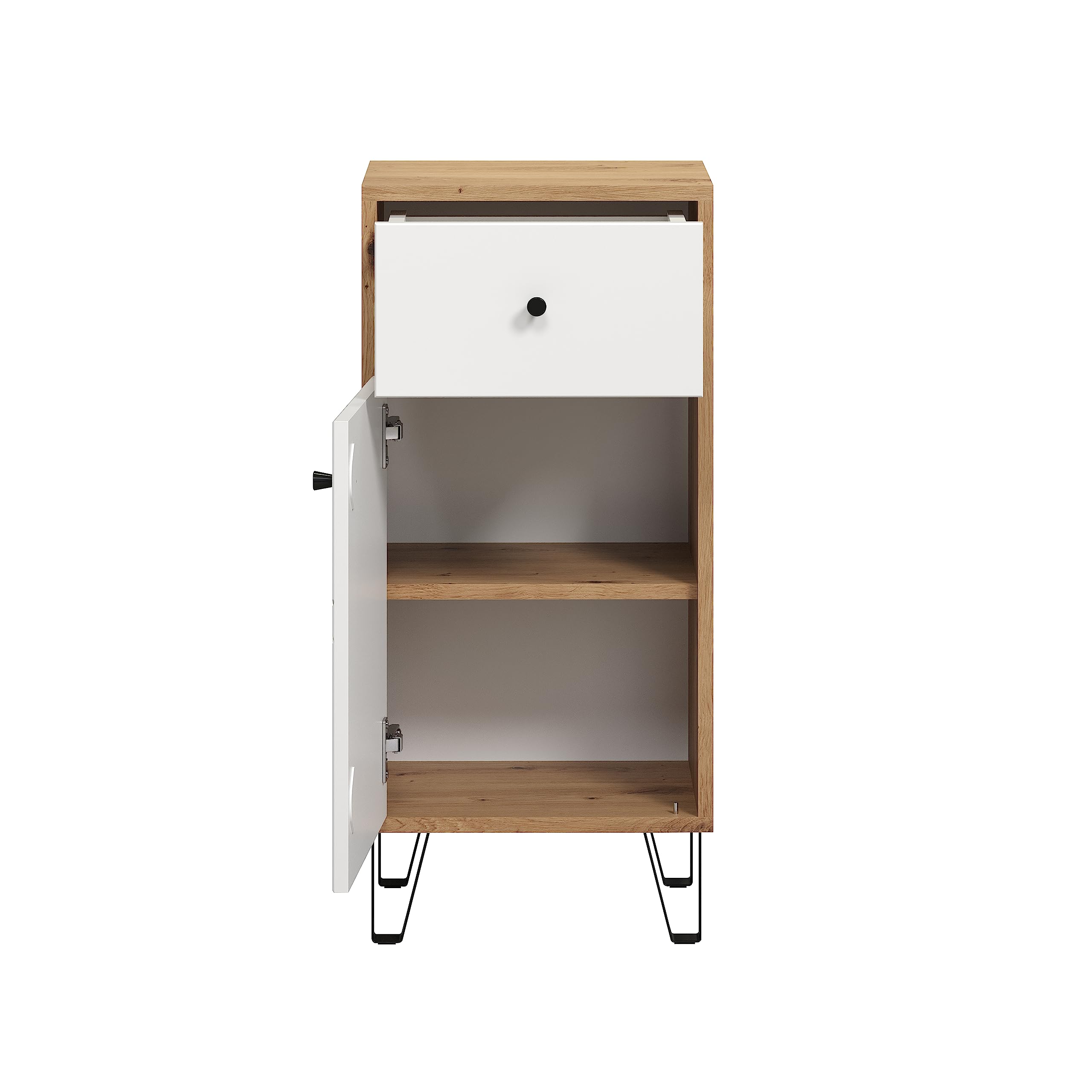 trendteam smart living - Commode de Salle de Bain - Salle de Bain - Tactile - Taille d'assemblage (LxHxP) 36 x 79 x 29 cm - Couleur chêne Artisanal avec Blanc - 210280207