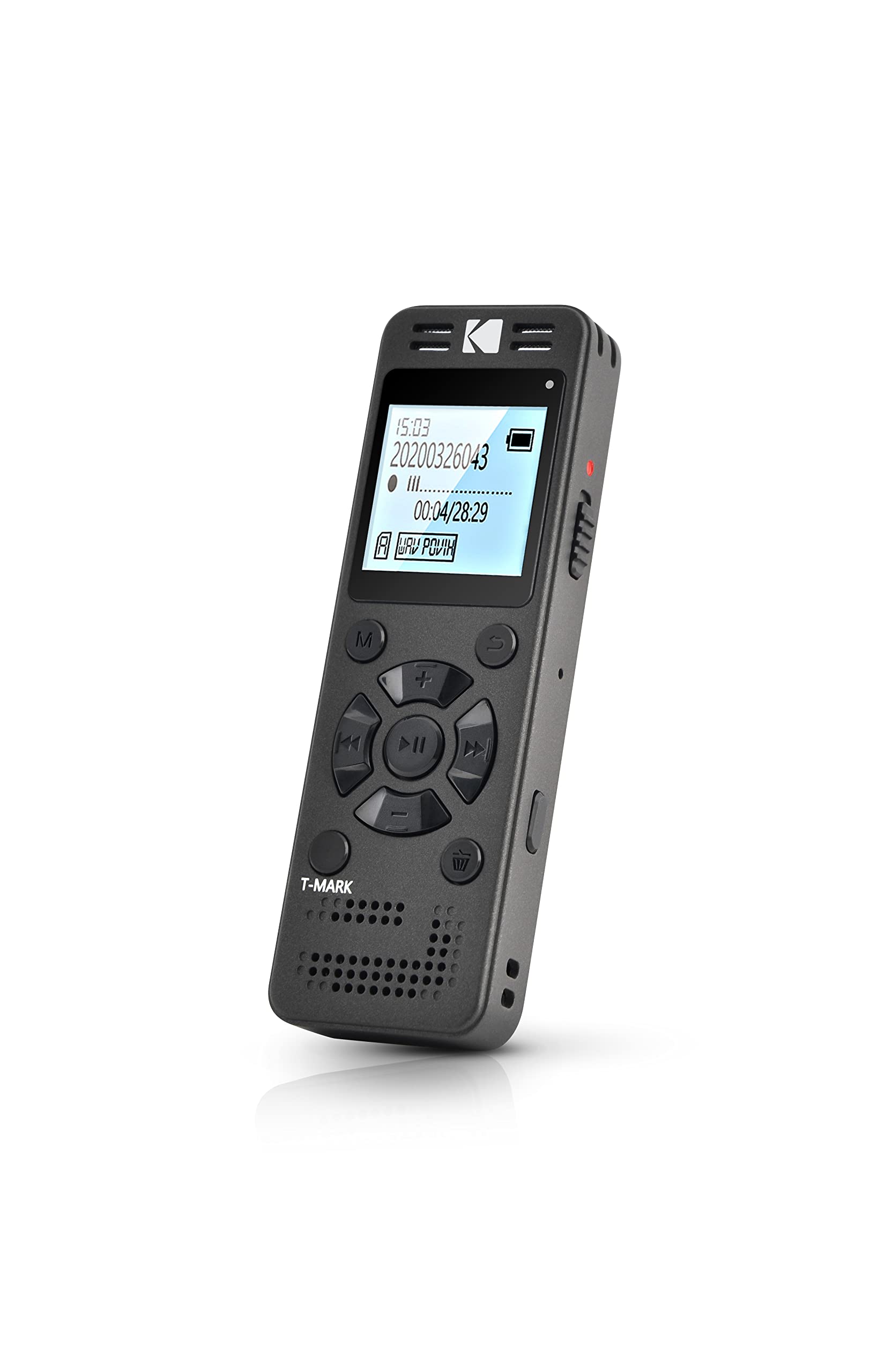 Kodak VRC350 Enregistreur Vocal Haute Intensité Mini Dictaphone Rechargeable Commande Vocale Batterie Lithium Lecteur MP3