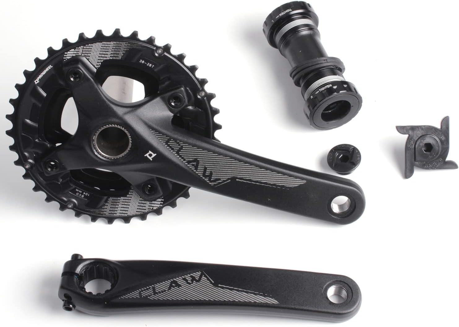 PROWHEEL 170mm Round Hole Crankset, 104 BCD Road Bike Narrow Wide Tooth Chainring 26T-36T Or 28T-38T, Two Speed Round/Oval Chainring and Crank, fit Shimano, SRAM, FSA