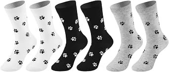 Cute Dog Paw Print Socks for Women, Fun Dog Lovers Gifts, Cartoon Animal Paws Crew Socks, Graphic Fashion Socks