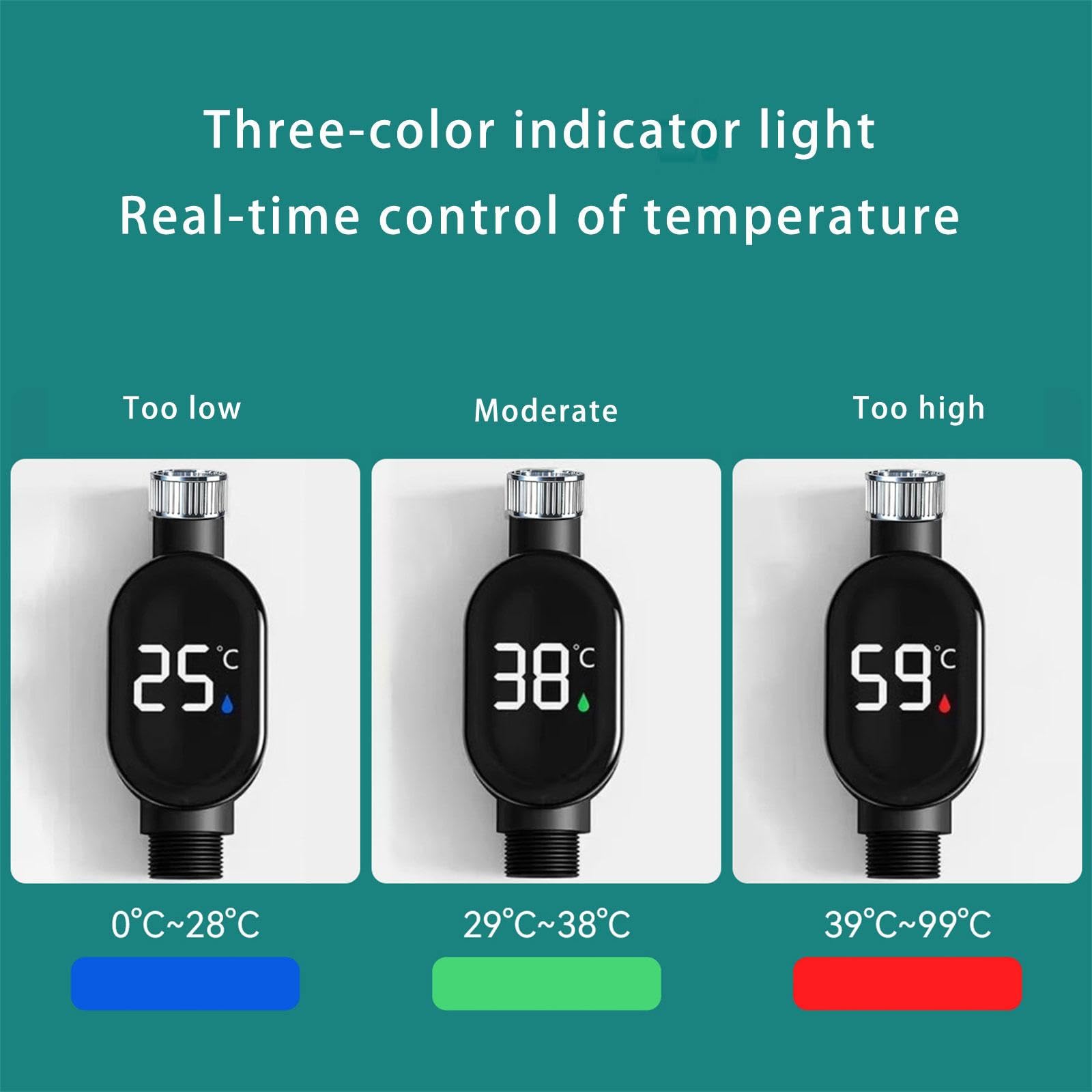 Soffione doccia impermeabile Display termico Display della temperatura Piccoli sensori Raccordo in acciaio Facile da installare per il bagno domestico Soffione doccia con temperatura