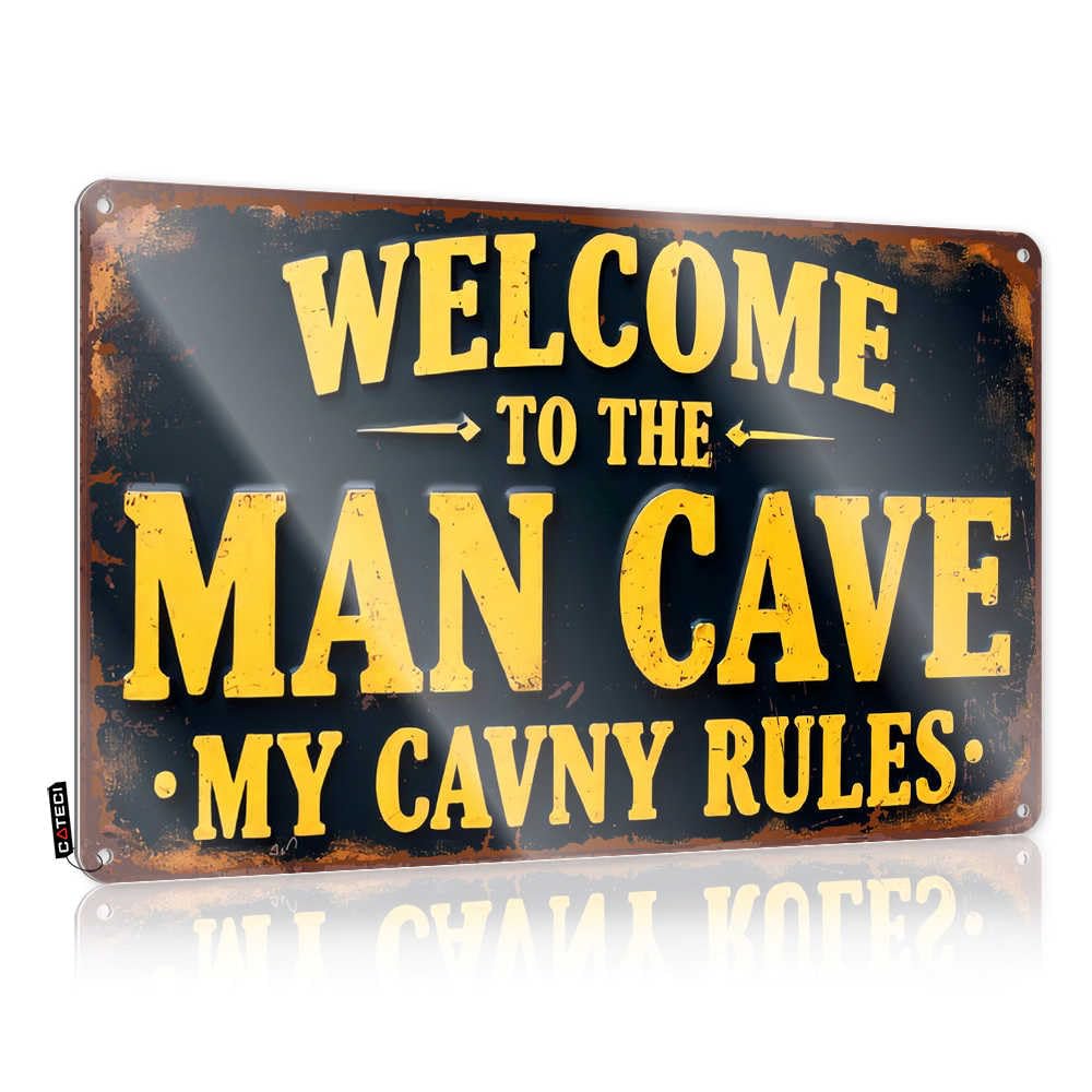 Fzfn Men's Colour Cool Wall Art Nice Vintage Welcome To The Man Cave: My Cavern Rules For Western Bar - Bar Accessories Man Cave Customizable(30X40cm)