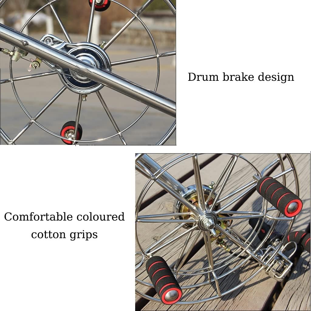 Kite Reel, Stainless Steel Strap Wheel,Outdoor Kite Winder, Silent Brake Anti-Reverse Wheel, Kite Flying Accessories (Silver 28cm)