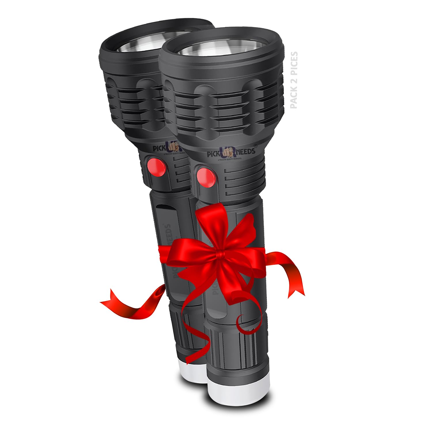 Pick Ur Needs Emergency Rechargeable Flashlight Torch Light LED Ultra Bright Lithium Battery with Back Light (Pack of 2)-image-32