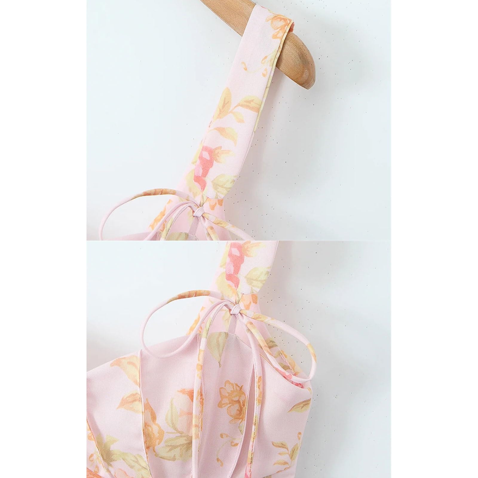 Camiseta sin Mangas for Mujer, Top Corto con Estampado de diseñador, Ajustado a la Cintura, Borde Volantes, for Primavera y Vacaciones en Playa