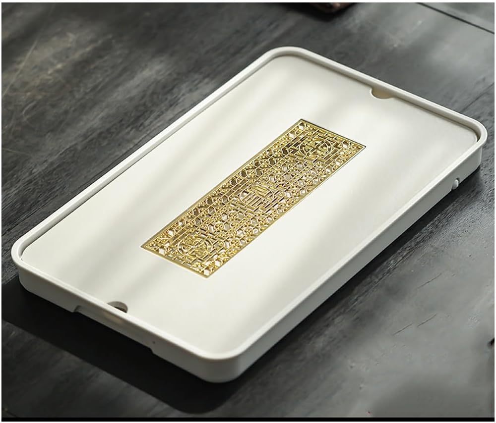 Tea Tray Tea Tray Household Tea Set Tray Drain Simple Ceramic Drain Water Storage Tea Set Tea Trays(C)