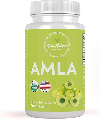 Amla Cápsulas 1000mg  Suplemento de hierbas orgánicas  Fuente natural de vitamina C  60 cápsulas