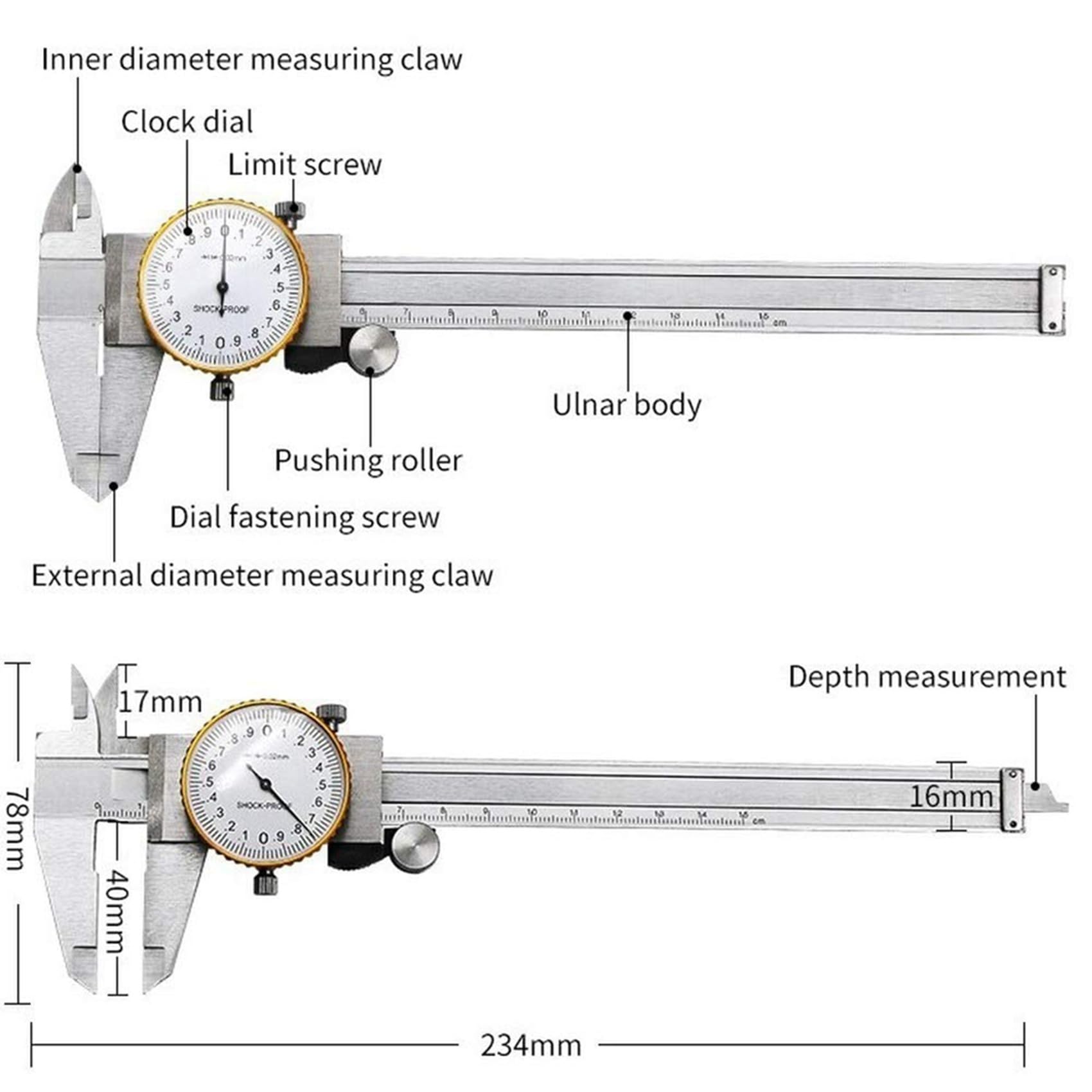 2X der Messschieber 0-150 mm 0,02 mm Hoch PräZiser Industrie Vernier Messschieber Aus Rostfreiem Stahl StoßFestes Metrisches Messen Werkzeug