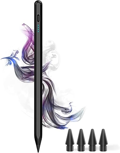 Lápiz capacitivo para iPad 9ª y 10ª - Lápiz de carga Type-C para iPad con rechazo de palma, lápiz activo compatible con (2018-2025) Apple iPad