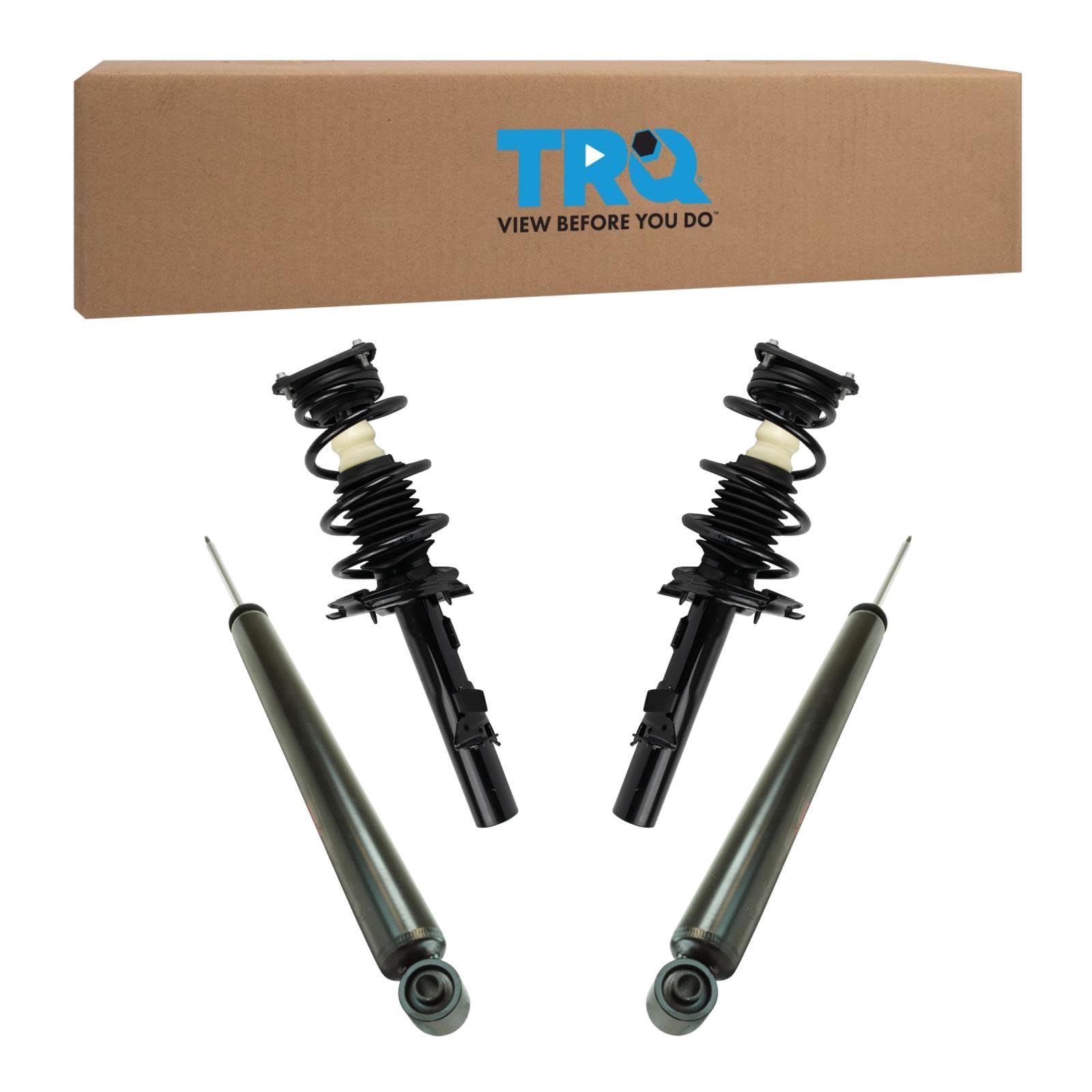 TRQ Front and Rear Complete Strut Assembly &amp; Shock Absorber Kit Complete Strut &amp; Coil Spring Assembly Compatible with 2013-2018 Ford Focus