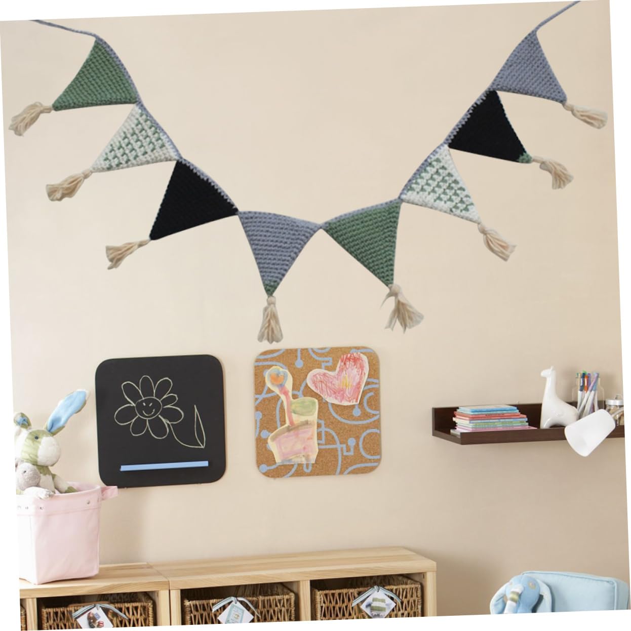 Abaodam Banderines De Rafia 3 Piezas Guirnalda Del Empavesado Guirnalda De Pancartas Pancarta Colgante De Fiesta Decoración Pared Decoración De Pared Del Empavesado De Algodón Banderín