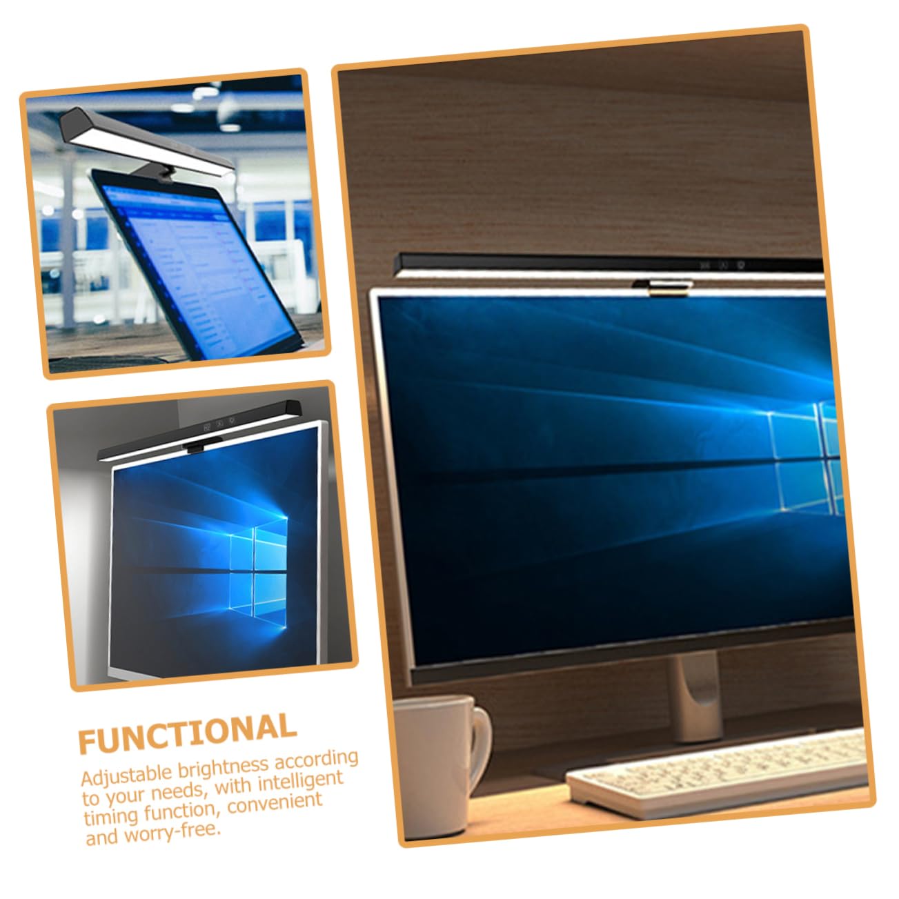 Barra de Lámpara de Monitor LED Diseño Asimétrico y Brillo Ajustable para Protección Ocular Compatible Pantalla y Computadora en Uso Multi-escenario