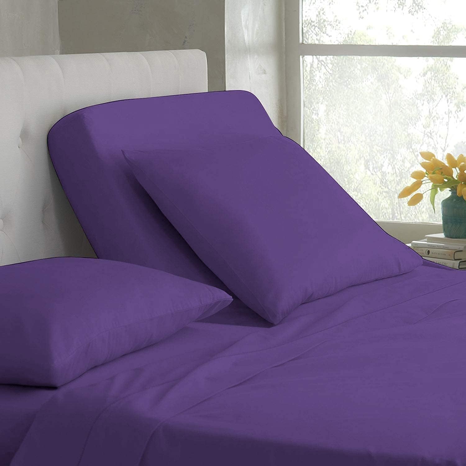Top Split Cal-King Fitted Sheet for Adjustable Bed - Sleep Number Flex Sheets - 1PC Half Split Fitted Sheet - 800TC 100% Egyptian Cotton Split Half Sheets - Split Down 39 inches from The Top, White