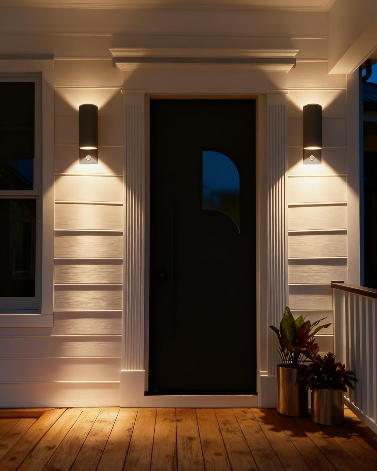 Aplique Pared Exterior de Aluminio con Sensor de Movimiento | Lampara de Pared Exterior, IP65 Luz Exterior Pared GU10 Arriba y Abajo, para Jardín, Patio, Porche, Antracita, 2 Piezas