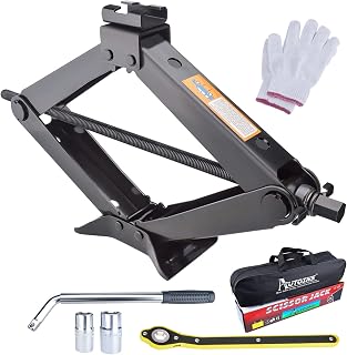 AUTOINS Scissor Jack Set- 3 Ton (6614 lbs) Car Jack Kit Auto - Smart Mechanism with Hand Crank/Wrench/Lug Wrench Thickened Base for Car SUV MPV