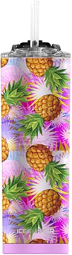 Ice Shaker - Vaso de 20 onzas botella de agua aislada con popote botella de agua de acero inoxidable como se ve en Shark Tank botella de agua con