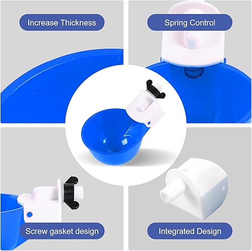 Vista 5 de Vasos para bebederos de pollo (paquete de 8/azul) – Alimentador automático de agua grande para pollos para patos, pollitos, pavos, codorniz